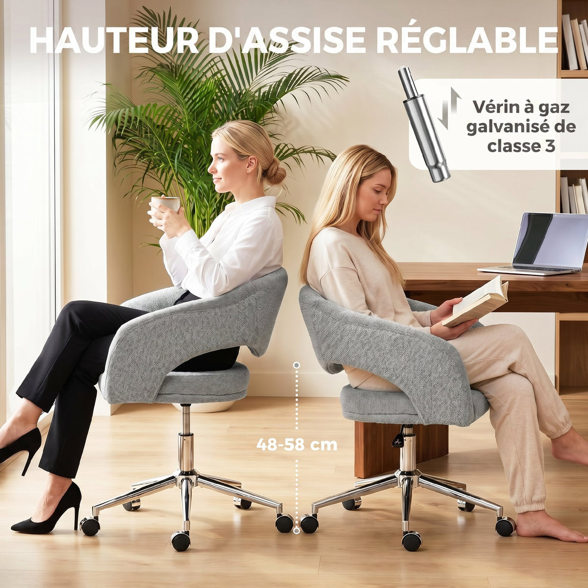 Chaise Bureau Ergonomique, Dossier Incurvé, Gris