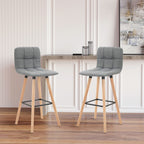Lot de 2 tabourets de bar, repose-pieds, pieds en bois, 41,5x47x97,5cm, gris