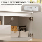 Meuble TV 160 cm, jusqu'à 65 pouces avec 2 portes et tiroir, blanc