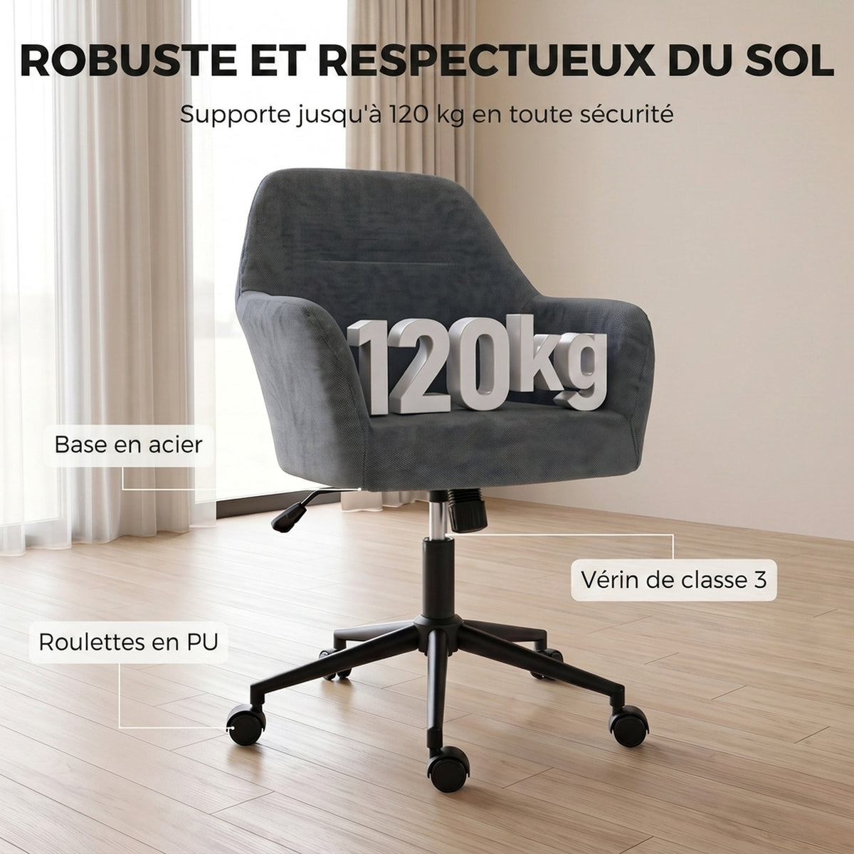 Chaise Bureau Ergonomique, Bascule, Bleu
