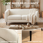 Canapé 2 places en velours, 160 cm, coussin épais à ressorts, beige
