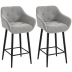 Lot de 2 Tabourets de Bar, Repose-Pieds, Gris