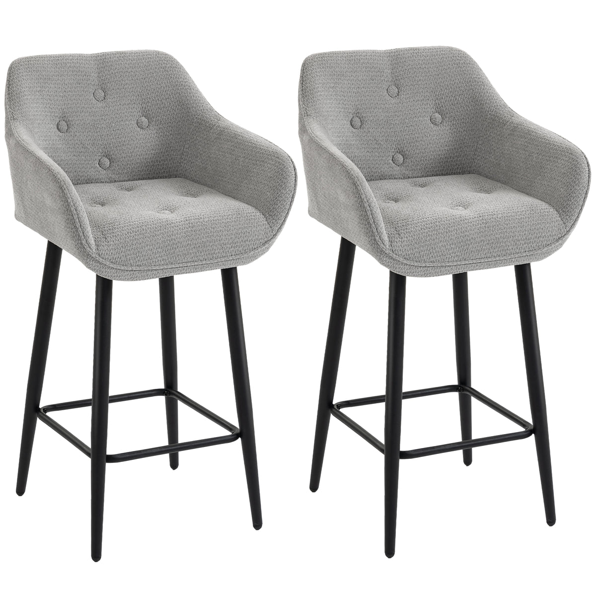 Lot de 2 Tabourets de Bar, Repose-Pieds, Gris