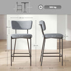 Lot de 2 tabourets de bar, repose-pieds, 49 x 53 x 93 cm, gris