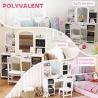 Coiffeuse pour enfants avec tabouret, miroir LED, table de maquillage 104 x 40 x 112 cm, blanc