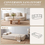 Canapé Convertible 2 Places, Canapé-Lit 190cm, Beige
