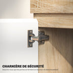 Meuble TV 2 portes jusqu'à 60 pouces, placard et étagère ouverte, effet bois naturel
