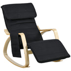 Fauteuil à bascule avec repose-pieds réglable, poche latérale, noir