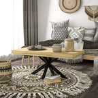 Table Basse rectangulaire en métal Noir et Plateau aspect Bois - dim. 110 x 60 x 45cm
