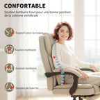 Chaise Bureau Ergonomique, 65x67x111-119cm, Beige