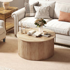 Table basse relevable, compartiment caché et plateau à fermeture douce, bois naturel