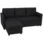 Canapé d'Angle Convertible, Canapé-Lit 3 Places 192 cm, Gris Anthracite