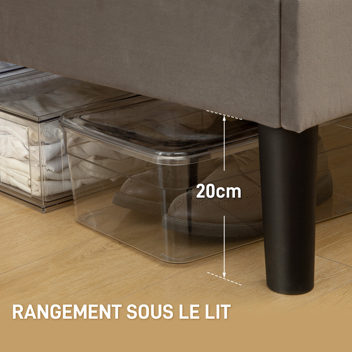 Cadre de lit double 140 x 190 cm, tête de lit réglable sommier 150 x 198 x 100/105/110/115/120 cm gris