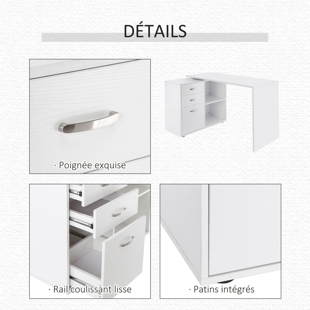 Bureau d'angle droit modulable