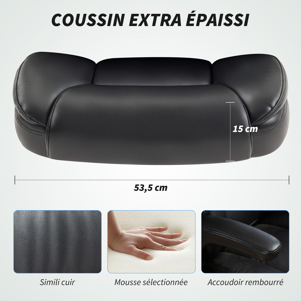 Fauteuil de bureau, ergonomique, bascule, noir