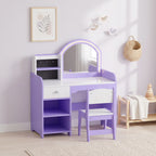 Coiffeuse pour Enfants avec Tabouret et Miroir, Violet