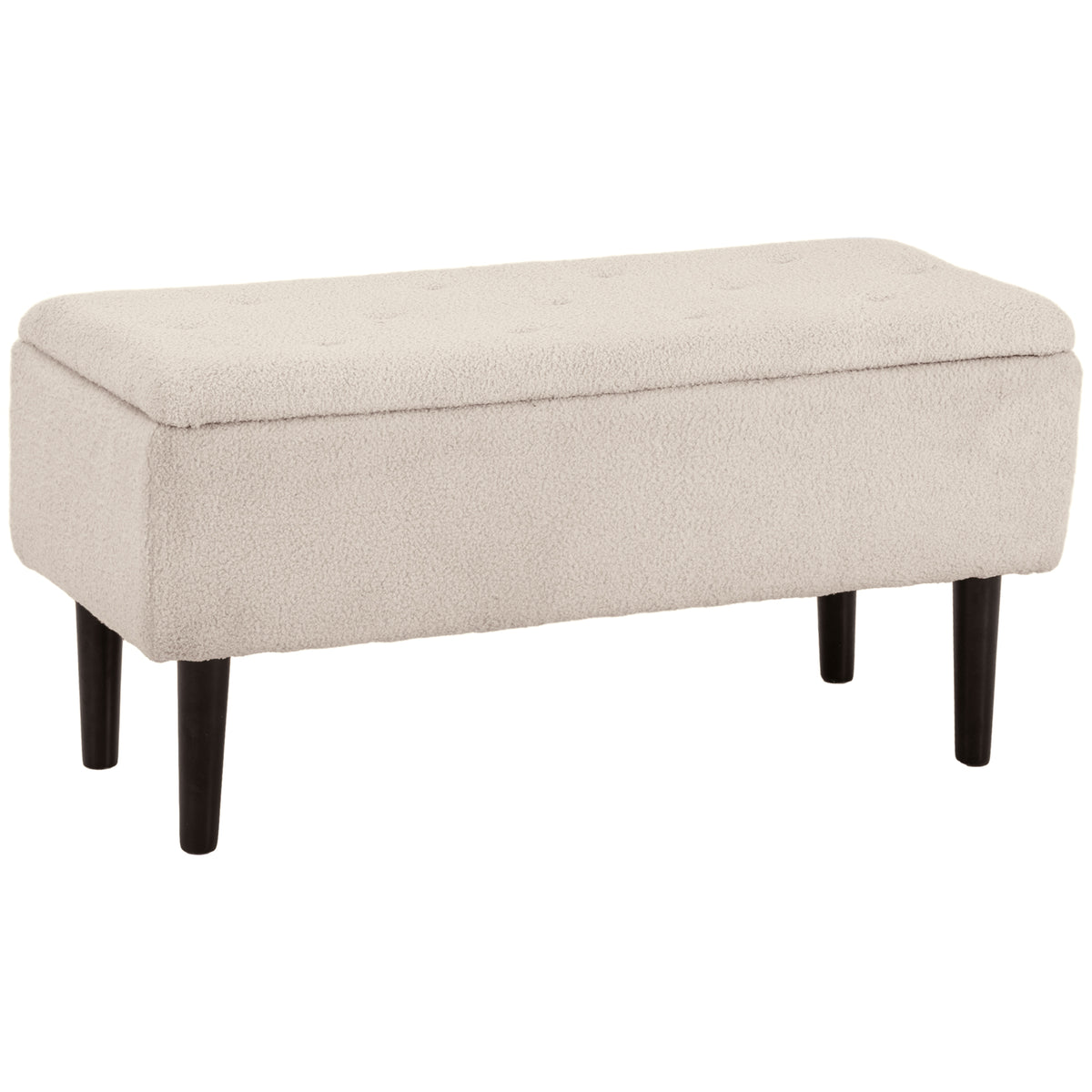 Banc de rangement coffre de rangement pieds en bois de caoutchouc 95 x 38 x 45 cm beige