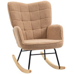 Fauteuil à bascule, effet laine, structure en acier 71 x 98 x 101 cm marron