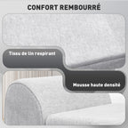 Banc/ coffre de rangement 53,8L avec siège rembourré en lin et accoudoirs, 132 x 42 x 50 cm, gris
