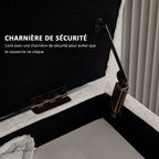 Banc/ coffre rangement rembourré aspect lin, charge 220 Kg, 110 x 39 x 45 cm, beige