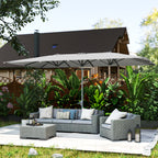 Parasol de jardin, rectangulaire 451 x 264 cm avec manivelle toile polyester 200g/m² gris foncé