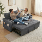 Canapé convertible 2 places, canapé-lit, 2 coussins 80,5x137,5x84cm gris