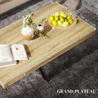 Table Basse rectangulaire en métal Noir et Plateau aspect Bois - dim. 110 x 60 x 45cm