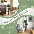 Plante Artificielle 100 cm, 3 Boules de Buis, Pot, Vert