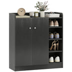 Meuble de rangement à chaussures 12 paires - 4 compartiments ouverts - noir