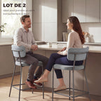 Lot de 2 tabourets de bar, repose-pieds, 49 x 53 x 93 cm, gris