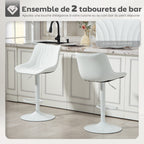 Lot de 2 tabourets de bar, repose-pieds blanc