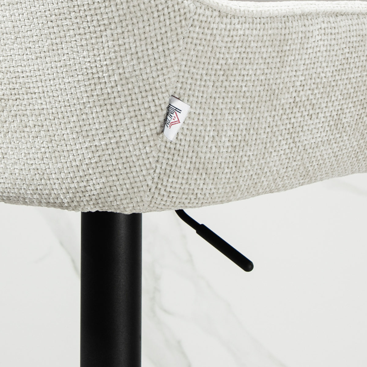 Lot de 2 tabourets de bar, tissu effet lin et base en acier 52,5 x 53 x 86,5-108 cm crème