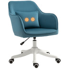 Chaise de bureau velours, massante, pivotante 360° bleu