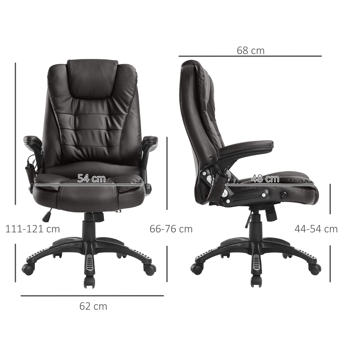 Fauteuil de bureau massant et chauffant électrique, noir