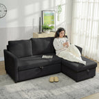 Canapé d'Angle Convertible, Canapé-Lit 3 Places 192 cm, Gris Anthracite
