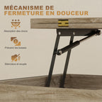 Table basse relevable et extensible, compartiment caché étagères ouvertes, 98x49x55cm, bois naturel
