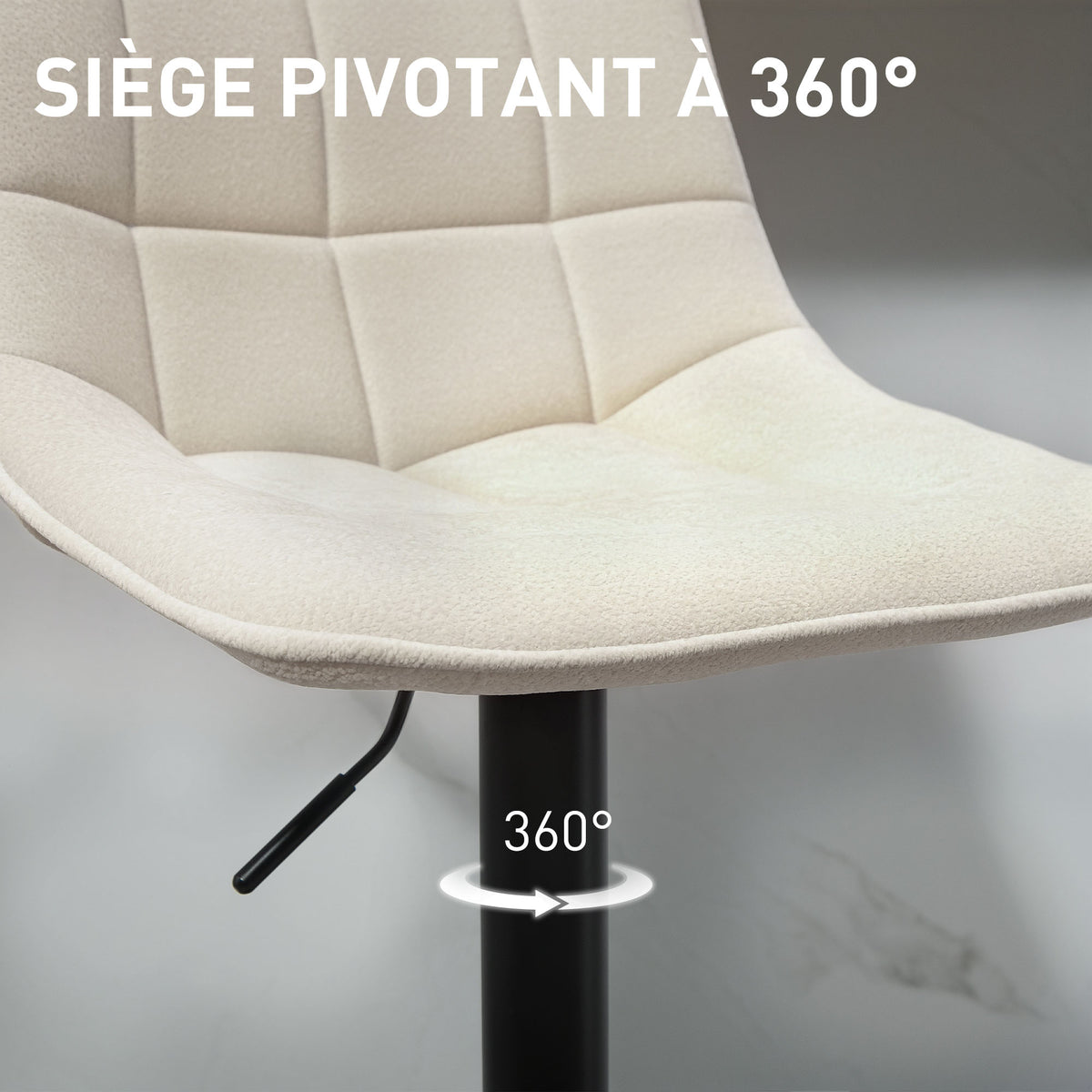 Lot de 2 tabourets de bar, dossier pivotant 360° 47x48x117,5cm beige
