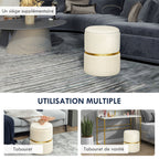 Pouf tabouret repose-pied coffre de rangement 36 x 36 x 44 cm beige