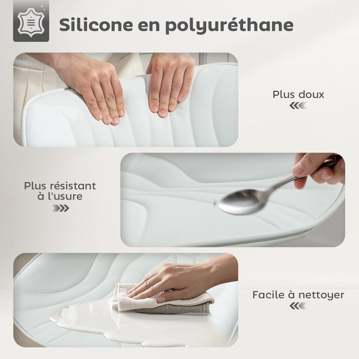 Lot de 2 tabourets de bar, repose-pieds blanc