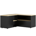 Meuble TV d'angle, 40 pouces avec 2 placards et 3 niches 90 x 90 x 45 cm, en chêne et noir