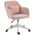 Chaise de bureau velours, massante, rose poudré