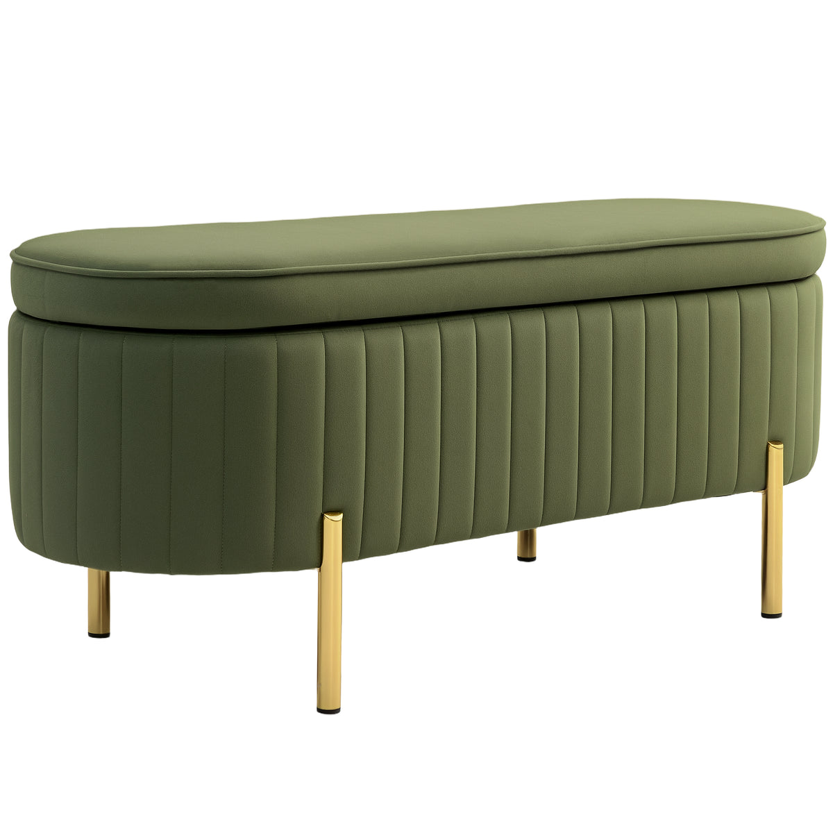Banc de rangement, bout de lit en velours, pieds en métal, 72 L, 108x44x43,5cm, vert foncé