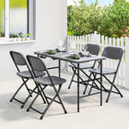 Salon de jardin extérieur avec 4 chaises pliables table réglable en hauteur 118 cm gris foncé