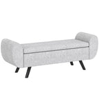 Banc/ coffre de rangement 53,8L avec siège rembourré en lin et accoudoirs, 132 x 42 x 50 cm, gris