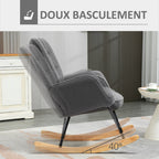 Fauteuil à bascule, effet laine, structure en acier 71 x 98 x 101 cm Gris foncé
