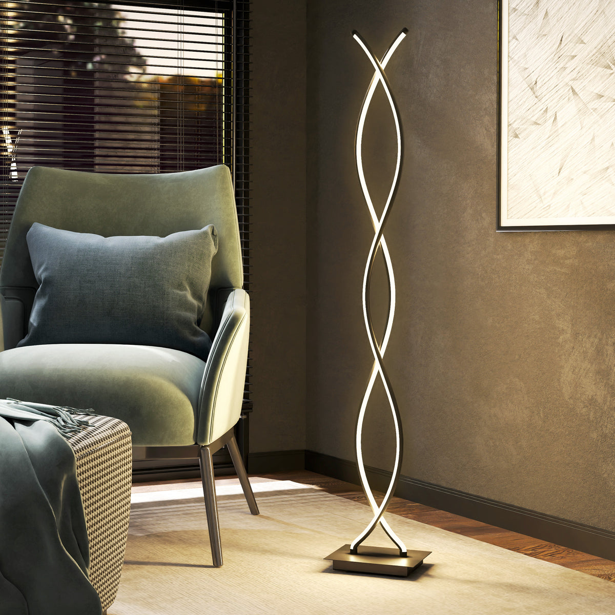 Lampadaire / lampe 3 niveaux de luminosité réglables avec interrupteur à pied, noir