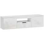 Meuble TV 160 cm, jusqu'à 65 pouces avec 2 portes et tiroir, blanc