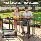 Salon de Jardin Canapé 6 Pièces Coussins 10cm Table Haute et 2 Repose-pieds Gris