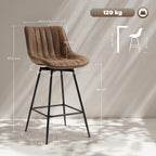 Lot de 2 tabourets de bar, repose-pieds, marron