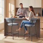 Lot de 2 tabourets de bar, repose-pieds, 49 x 53 x 93 cm, gris
